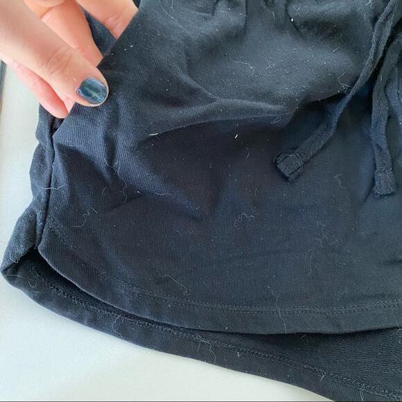 VINTAGE 90s Y2K Black Mini Athletic Lounge Shorts Drawstring Tie Elastic Waist S - Picture 2 of 7